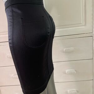 American Apparel Black Nylon Shiny Pencil Skirt XS / S High Waisted Tight